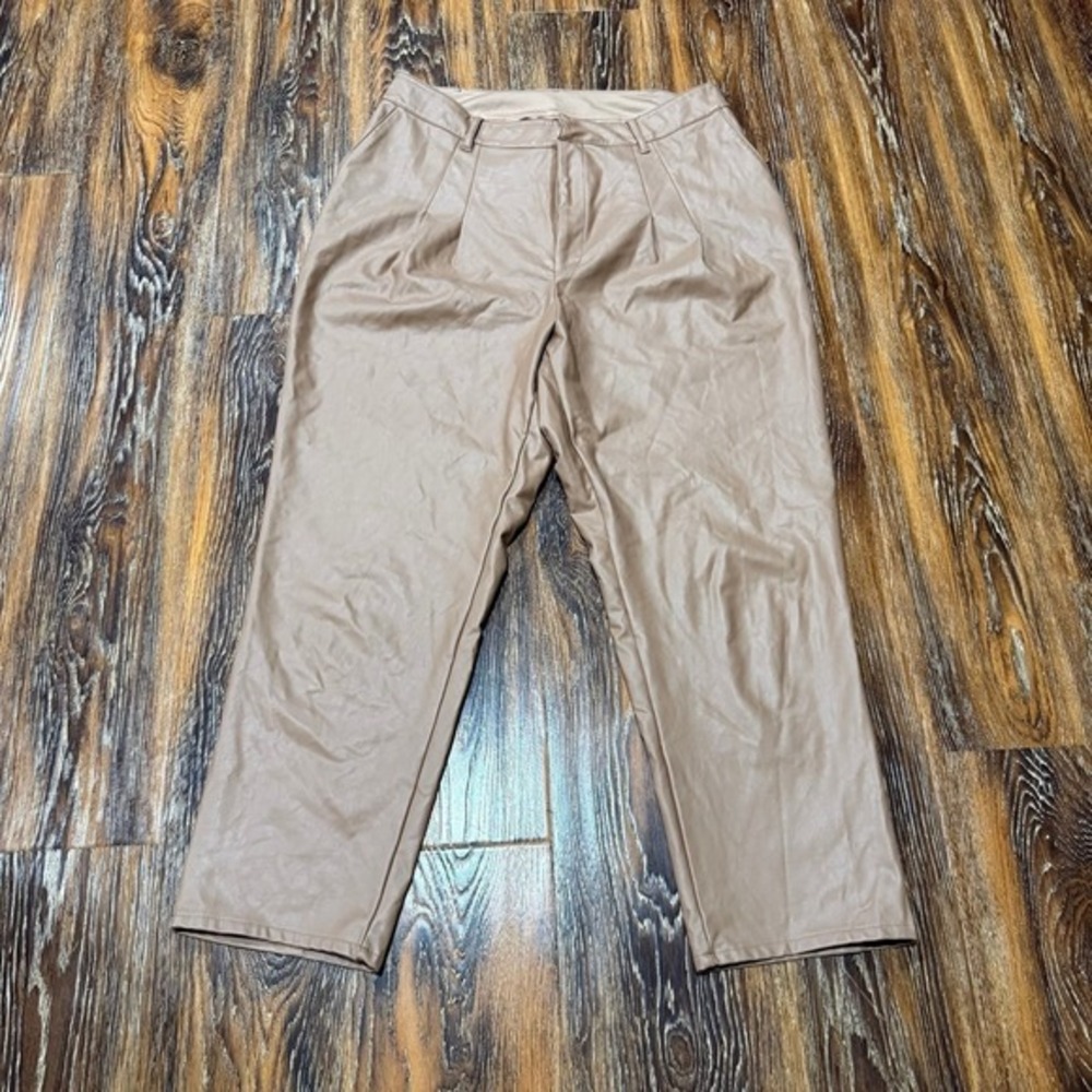 Express Size M 30X24 Faux Brown Leather Ankle Pants Pleated Womens Business Pant